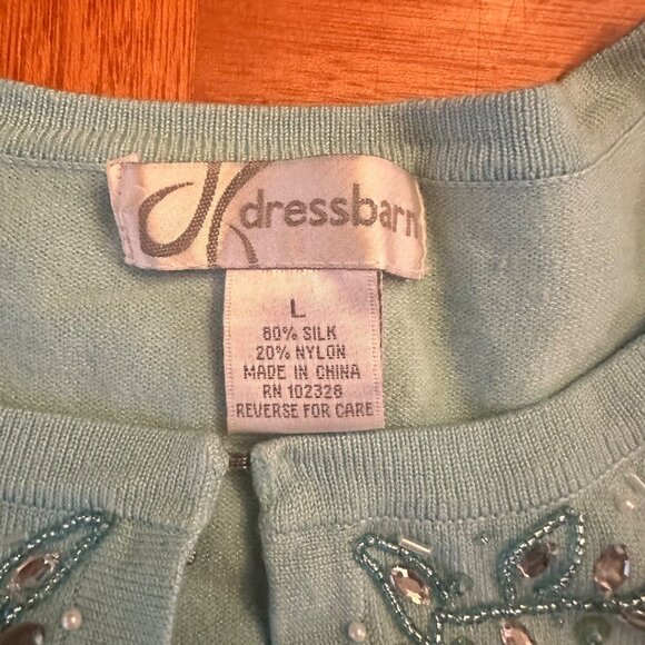 Dressbarn Large Silk blend Vintage beaded cardigan crop Y2K 2000s - Picture 5 of 7